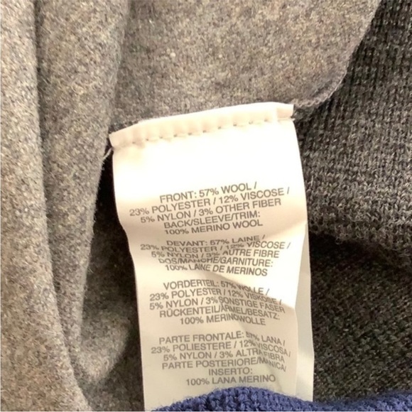 J. Crew Mixed Media Gray Navy Burgundy Wool Zipper Details Sweater S - Picture 7 of 7